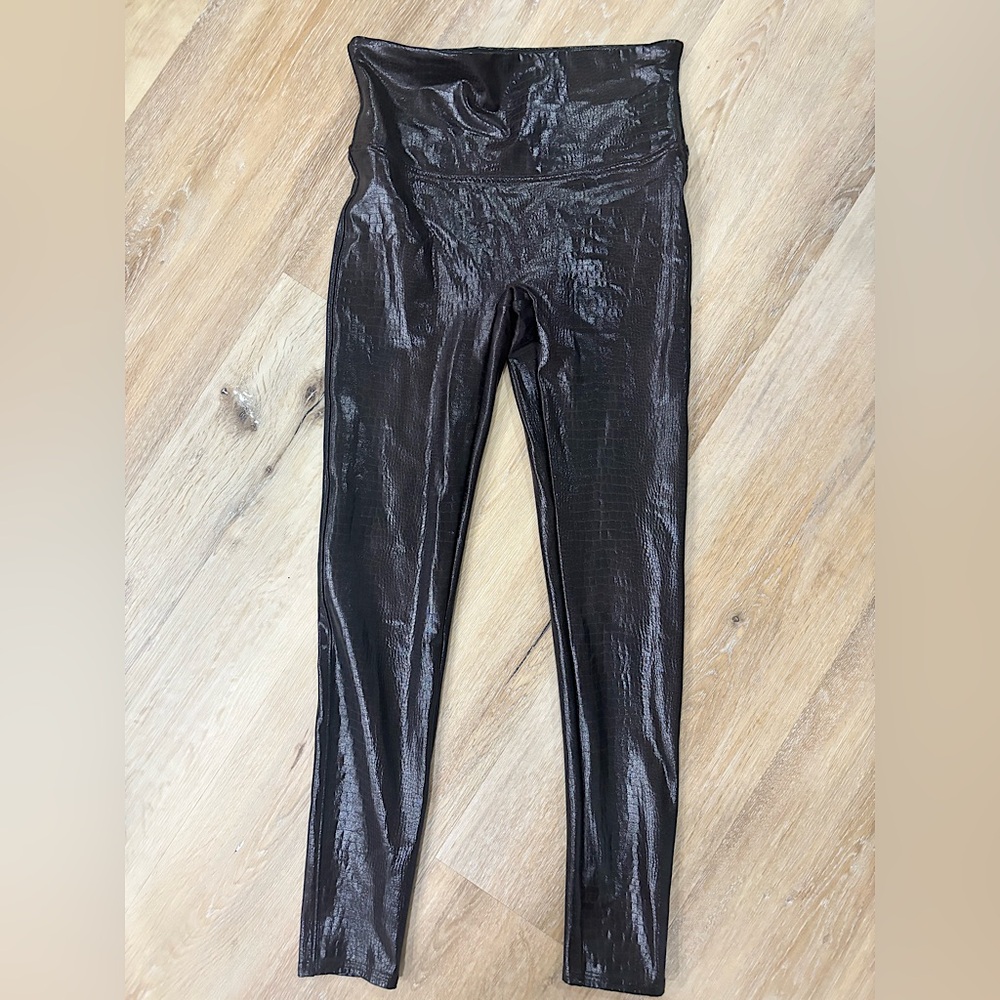 SPANX Faux crocodile Chocolate brown leggings